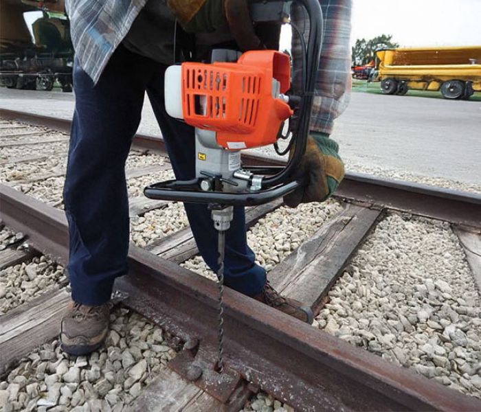 Racine Railroad Gas Tie Drill - In Use